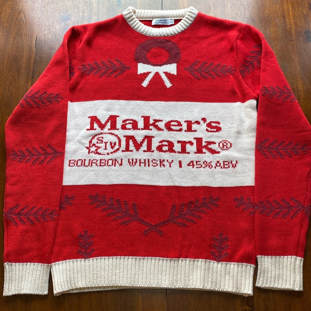 Makers Mark Bourbon Whisky Knit Sweater Size S